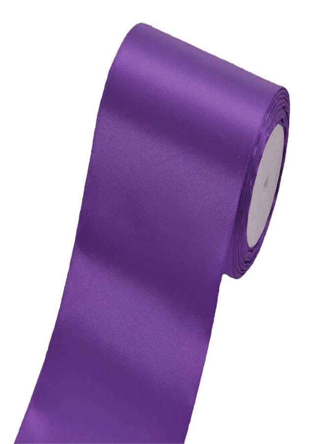 زويو شريط ساتان بنفسجي من زويو، مقاس 4 بوصات × 24 ياردة، مثالي لصنع الأقواس وتغليف الهدايا وتزيين حفلات الزفاف وأعياد الميلاد. - Image 1